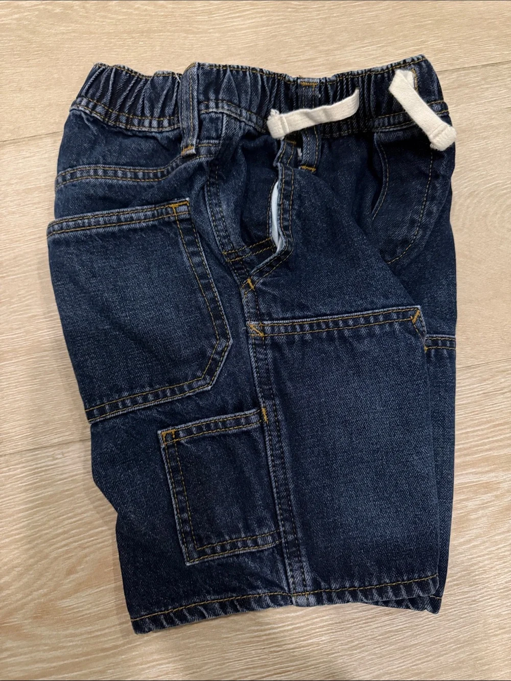 GAP Kids Dark Blue Denim Shorts with White Drawstring
